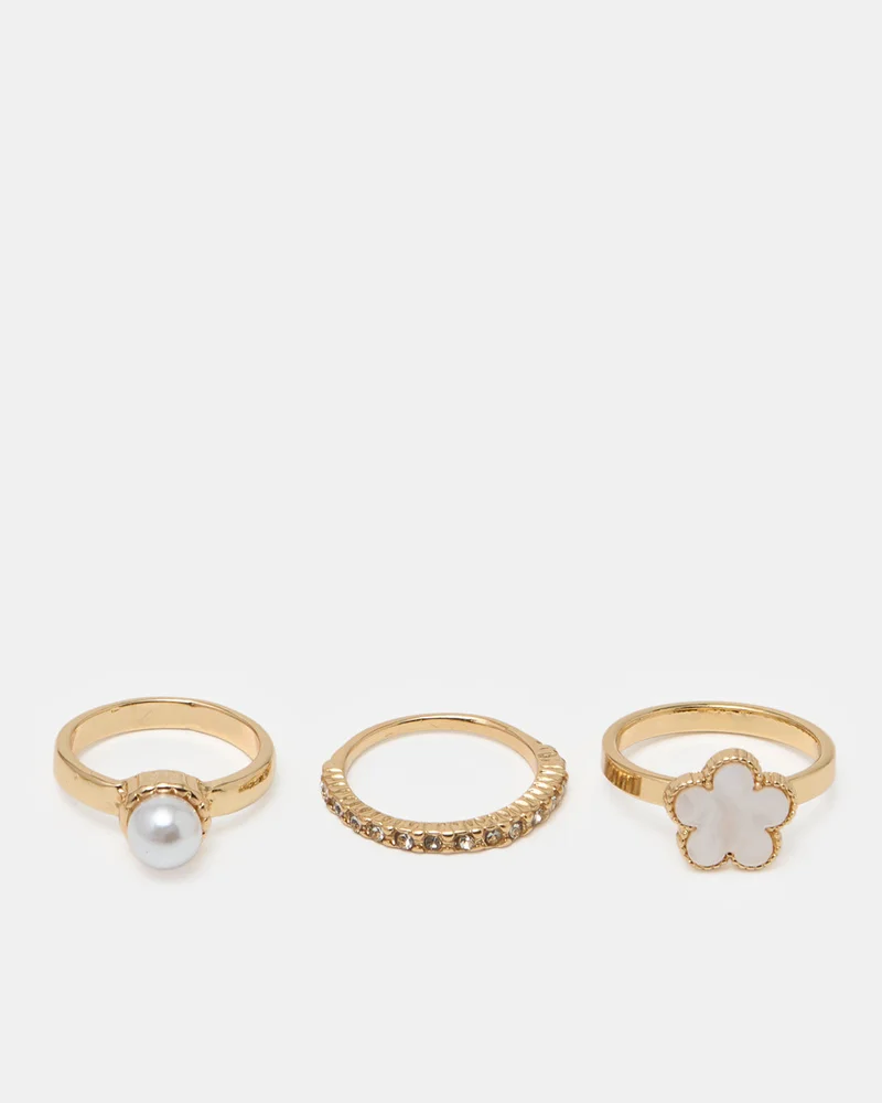 REDTAG Women Gold Embellished Ring Set
