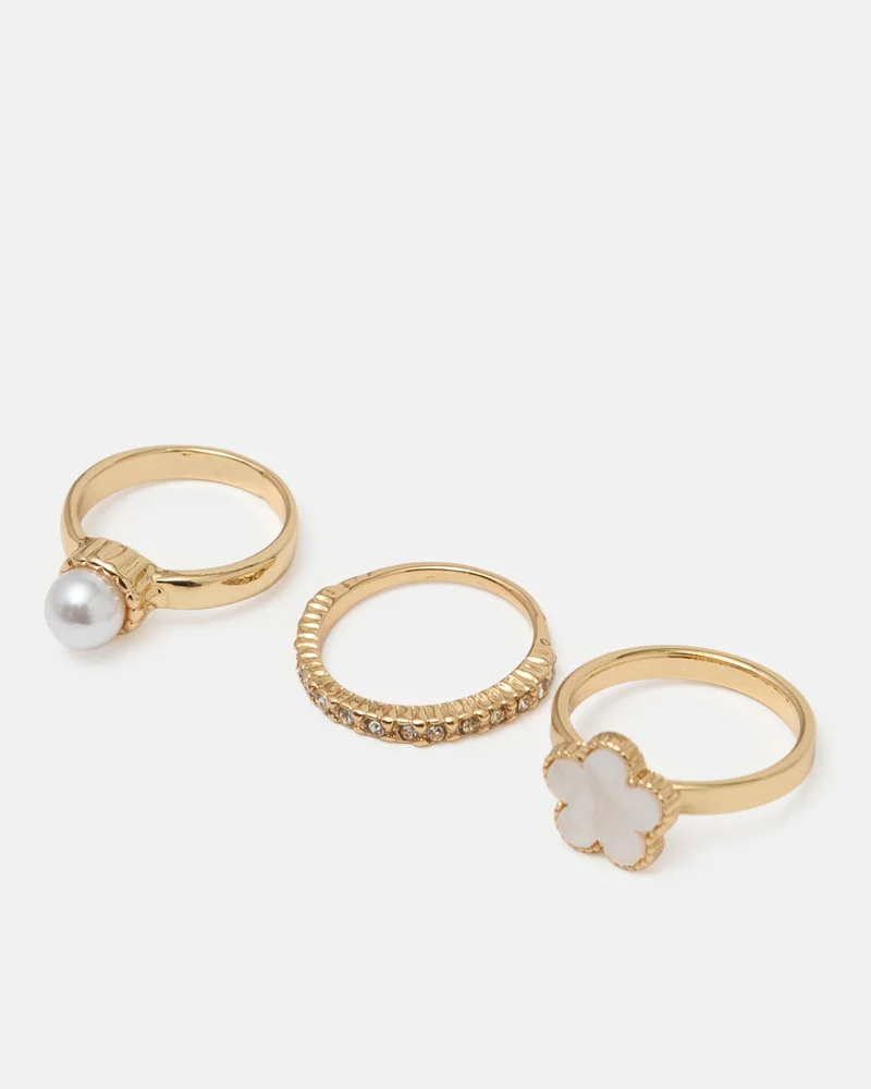 REDTAG Women Gold Embellished Ring Set