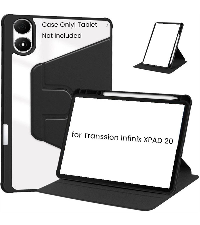 حافظة سوداء لجهاز Infinix Xpad 20 11 بوصة للكمبيوتر اللوحي القابل للدوران، غطاء واقٍ مقاوم للتآكل والخدوش - Image 1
