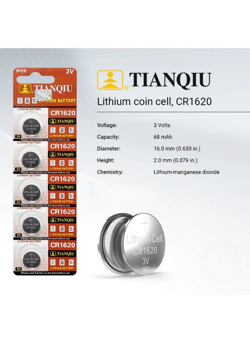 TIANQIU 5-Pieces Tianqiu CR1620 Lithium 3V Batteries  - Image 2