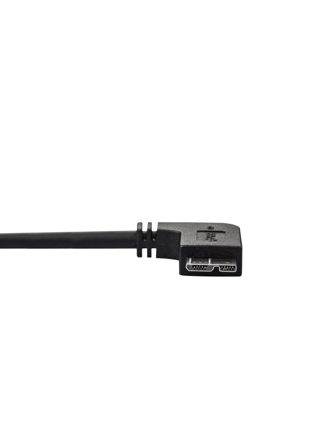 StarTech 0.5m 20in Slim Micro USB 3.0 Cable M/M - Left-Angle Micro-USB - USB 3.0 A to Micro B - Angled Micro USB - USB 3.1 Gen 1 5Gbps (USB3AU50CMLS), Black, 20in / 50cm  - Image 2