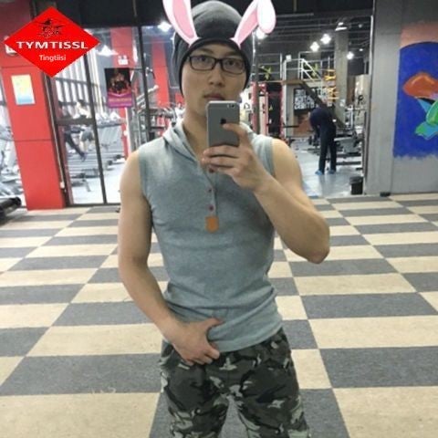 Mens Fitness Sleeveless Sweater Hooded Vest Cardigan Korean Sports Vest Slim Fit Top Waistcoat Summer Hoodie Shallow. gray pullover 