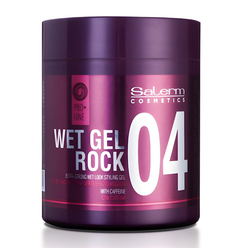 SALERM - Hair Styling Gel - Pro Line Wet Gel Rock 04-500 ml - Long-Lasting Strong Hold - Wet Effect - with Caffeine and Fixative Resins - Leaves No Residue - Flexible Styling - Image 1