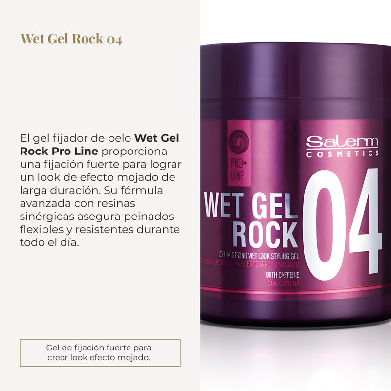 SALERM - Hair Styling Gel - Pro Line Wet Gel Rock 04-500 ml - Long-Lasting Strong Hold - Wet Effect - with Caffeine and Fixative Resins - Leaves No Residue - Flexible Styling - Image 2