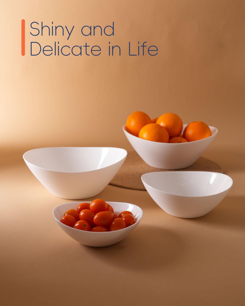 LaGlint Oval Serving Bowls Set of 4, 12/20/43/66 OZ Opal Glass Lightweight White Nesting Bowls, Microwave & Dishwasher Safe Versatile Mixing Prep Bowl for Salad Fruit Pasta Dessert - Image 2
