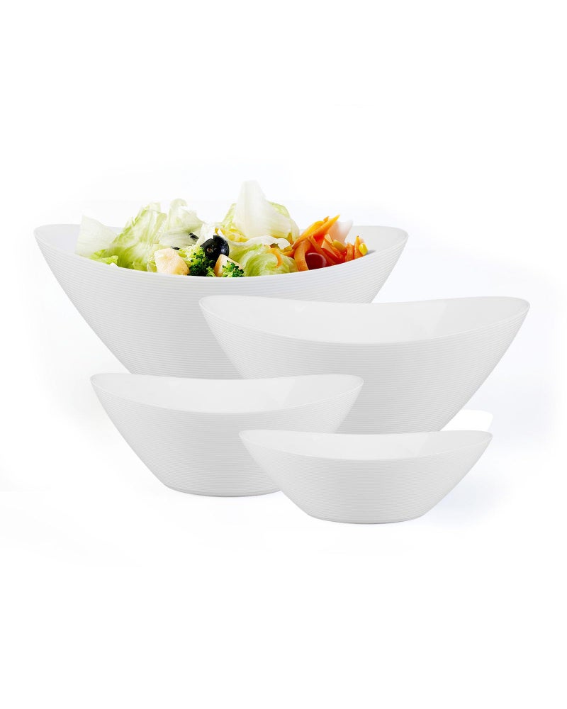 LaGlint Oval Serving Bowls Set of 4, 12/20/43/66 OZ Opal Glass Lightweight White Nesting Bowls, Microwave & Dishwasher Safe Versatile Mixing Prep Bowl for Salad Fruit Pasta Dessert - Image 1