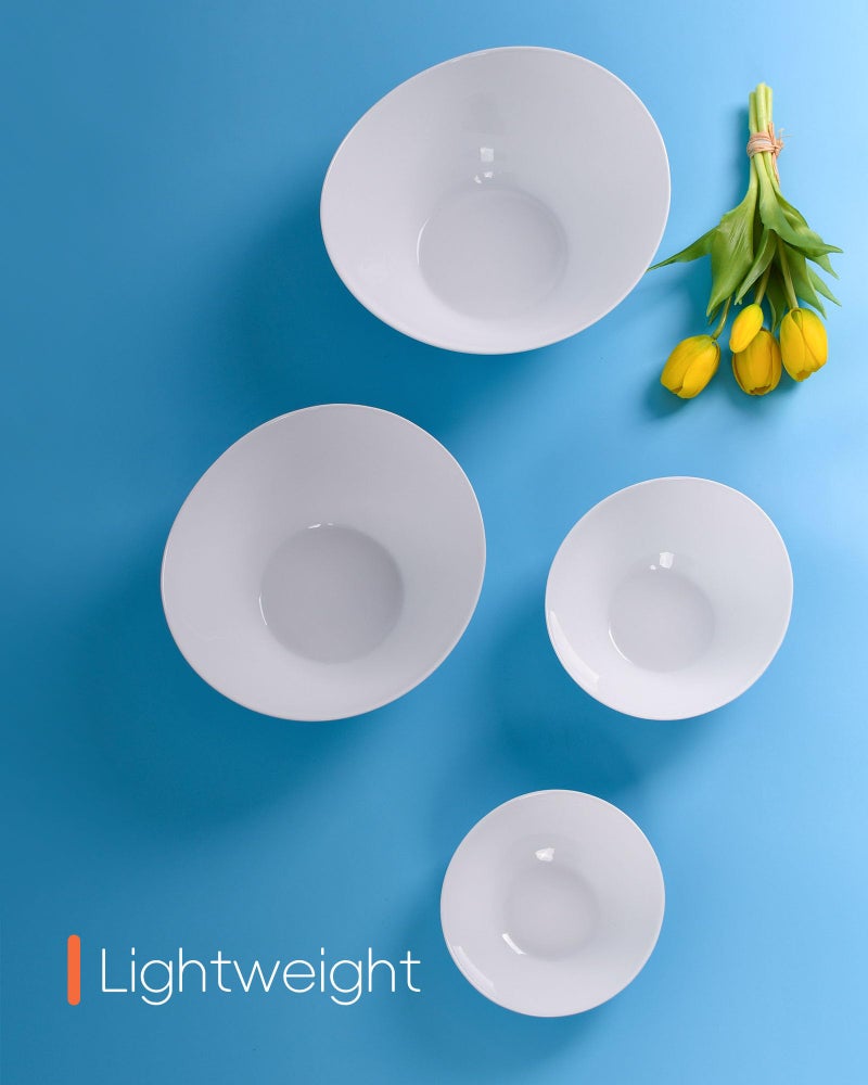 LaGlint Oval Serving Bowls Set of 4, 12/20/43/66 OZ Opal Glass Lightweight White Nesting Bowls, Microwave & Dishwasher Safe Versatile Mixing Prep Bowl for Salad Fruit Pasta Dessert - Image 3
