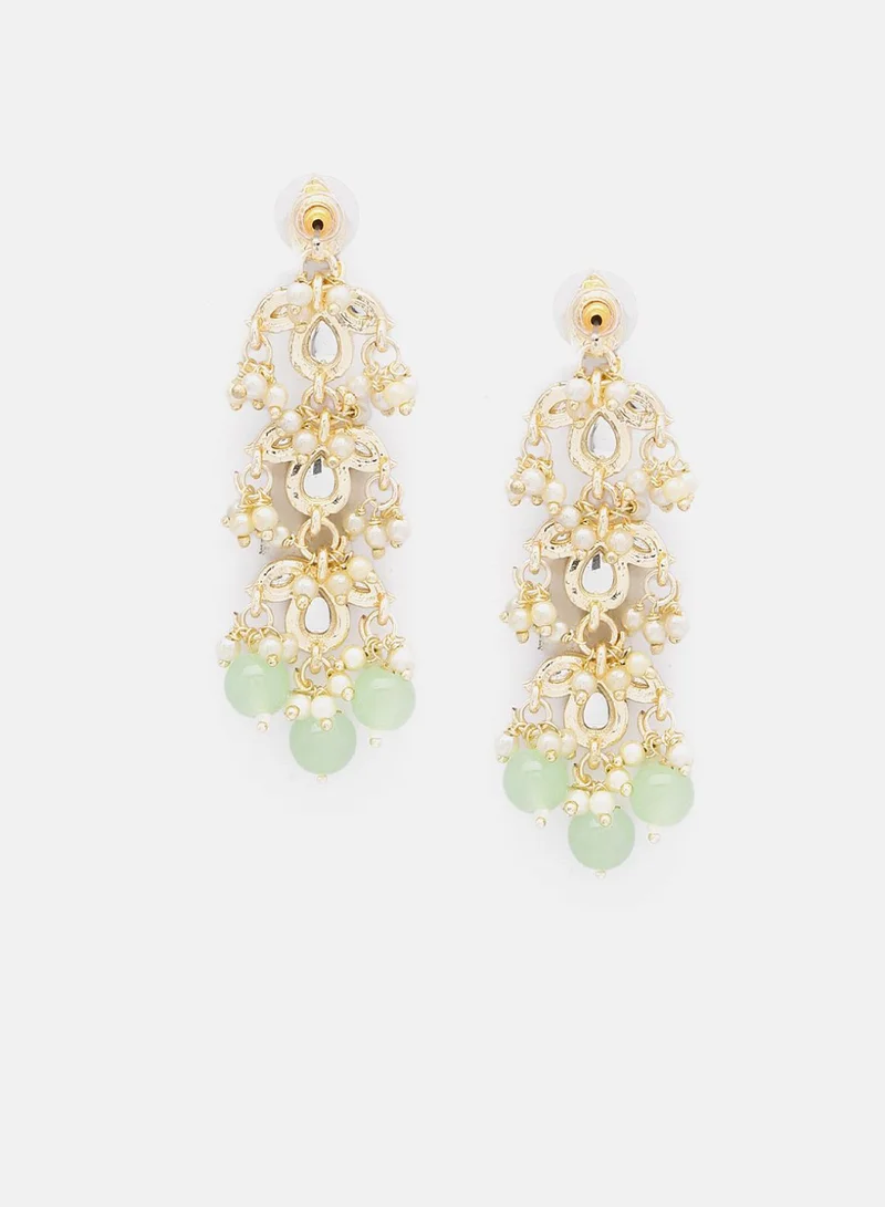 Priyaasi Kundan Studded Contemporary Drop Earrings