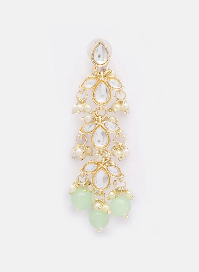 Priyaasi Kundan Studded Contemporary Drop Earrings