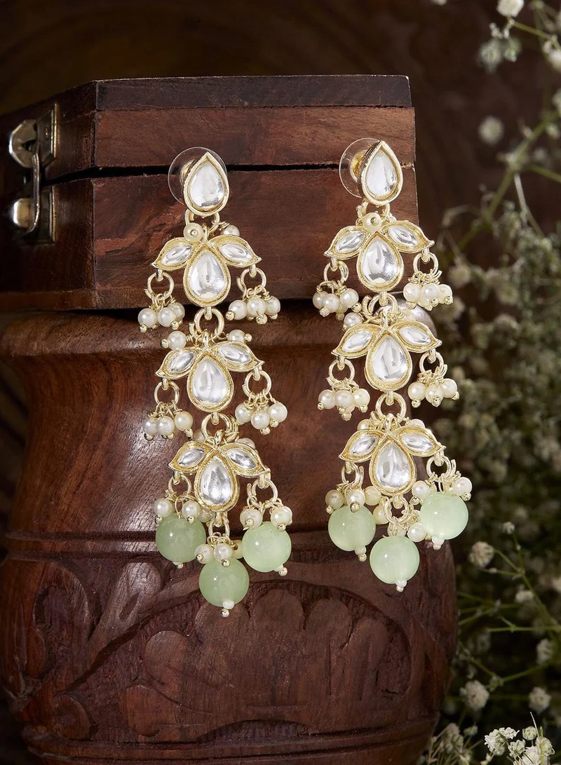 Priyaasi Kundan Studded Contemporary Drop Earrings