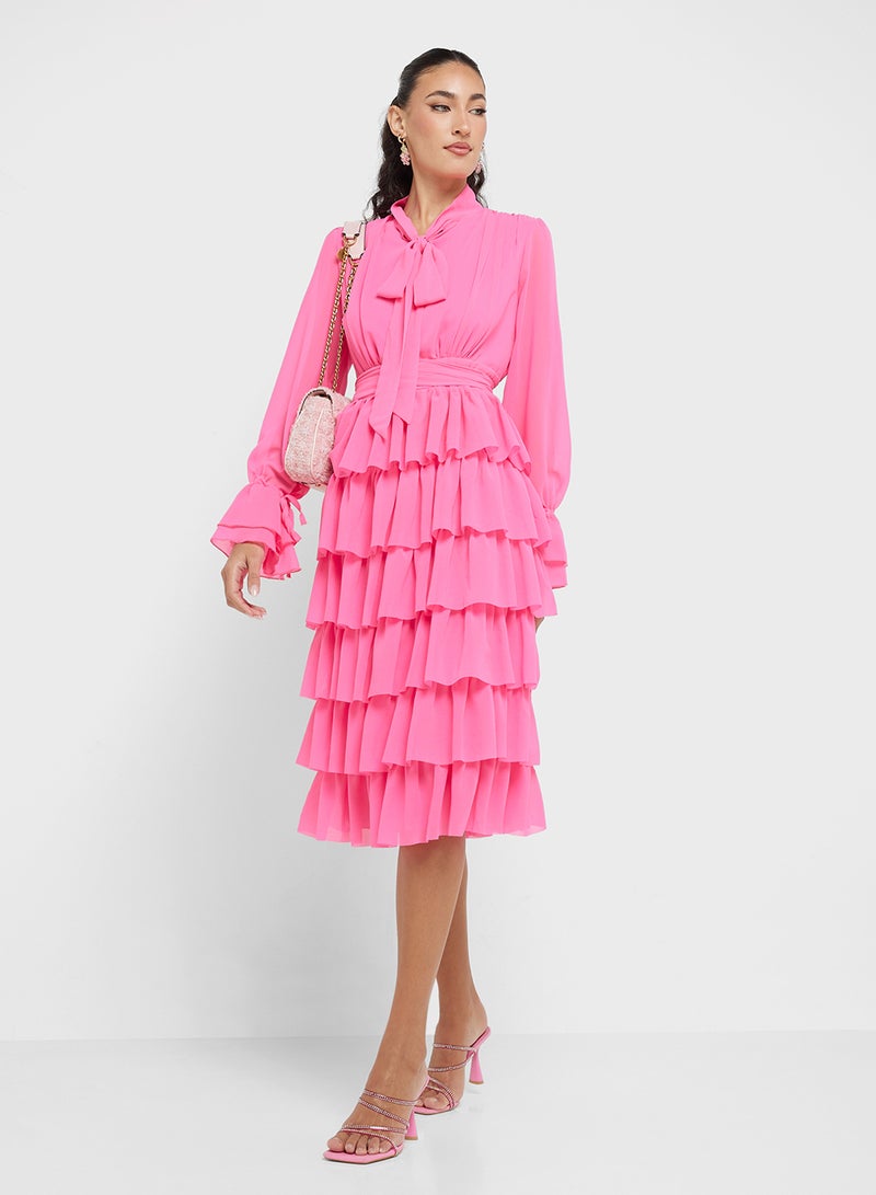 جينجر فستان شيفون بطبقات - Image 1