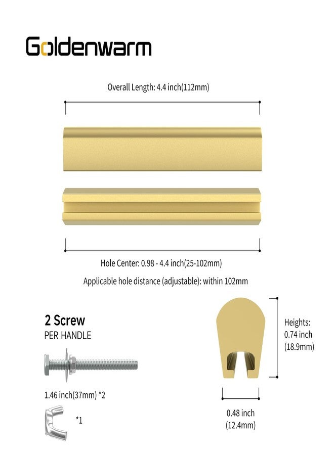 goldenwarm 10 Pack Adjustable Drawer Pulls Gold Cabinet Handles for Kitchen Hardware 1" to 4"(25-102 mm) Hole Distance - Image 2