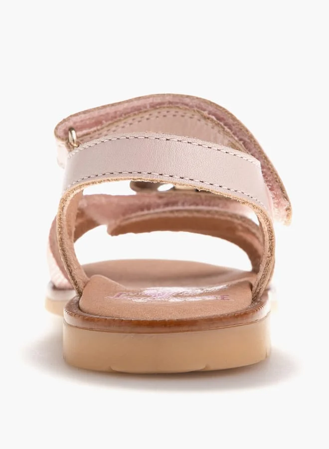 Pablosky Girls' Bow Accent Strap Sandals with Hook and Loop Closure