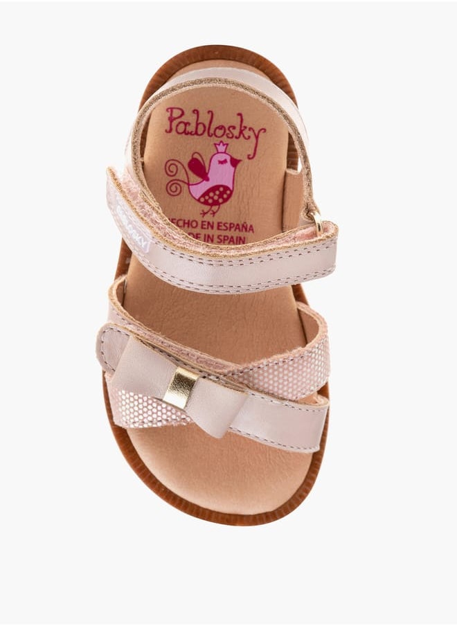 Pablosky - Girls' Bow Accent Strap Sandals with Hook and Loop Closure - Image 1