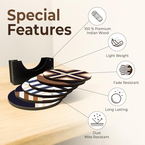 My Creative Hut Tea Coasters Set of 6, Beautiful Design with Stand for Tea Cups, Coffee Mugs, and Glasses, Ideal for Gifting (Chevron) - Image 4