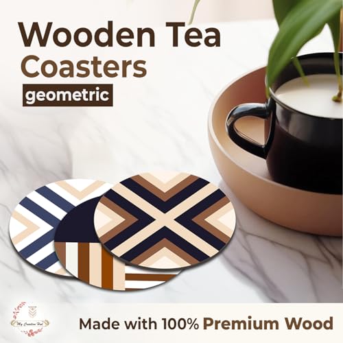 My Creative Hut Tea Coasters Set of 6, Beautiful Design with Stand for Tea Cups, Coffee Mugs, and Glasses, Ideal for Gifting (Chevron) - Image 2