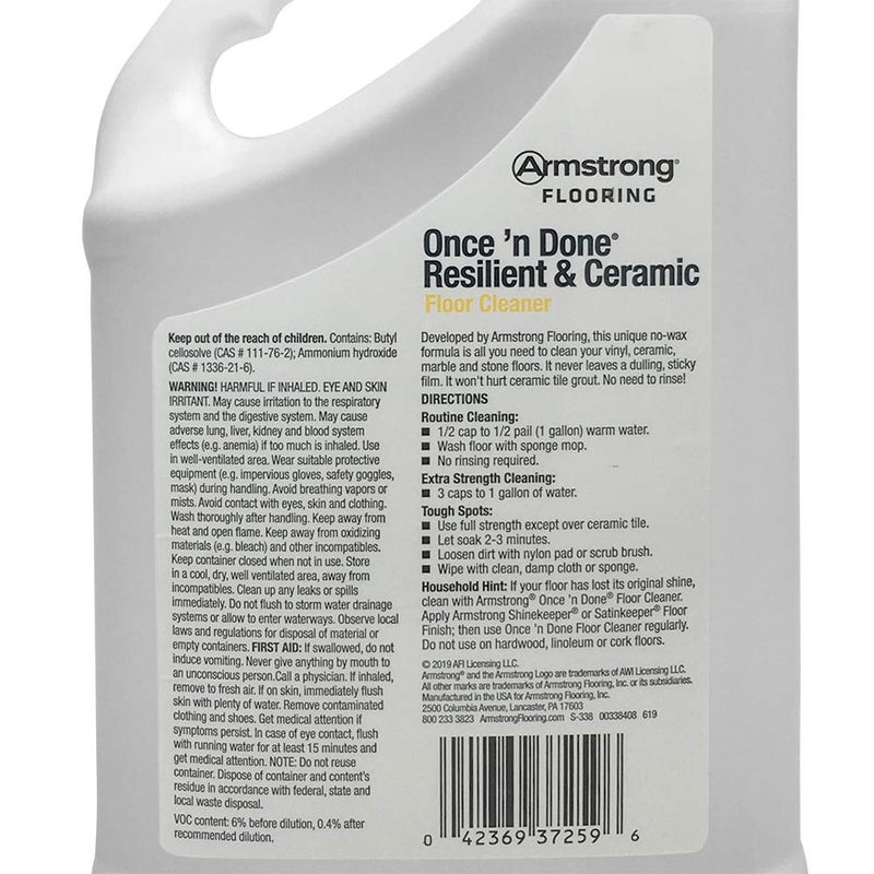 Armstrong Once and Done Resilient & Ceramic Floor Cleaner Concentrate 1 Gallon - Image 3