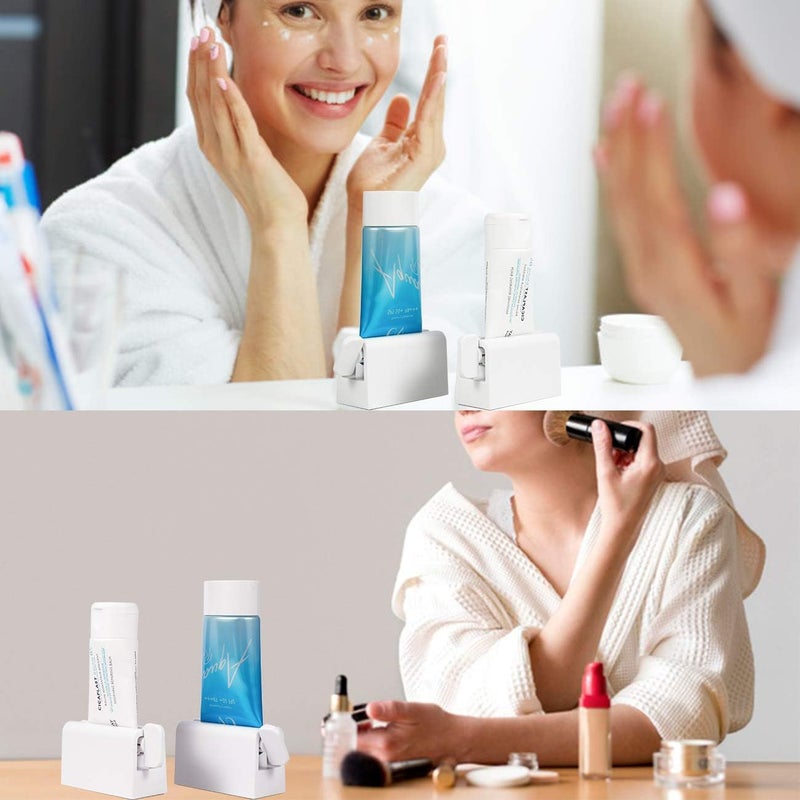 CORNERIA 2pcs Toothpaste Tube Squeezer Plus with Long Size 28IN Premium ABS Plastic Silicone pad Toothpaste Squeezer Rollers Even Tube Cosmetics Tube Ketchup etc - Image 2