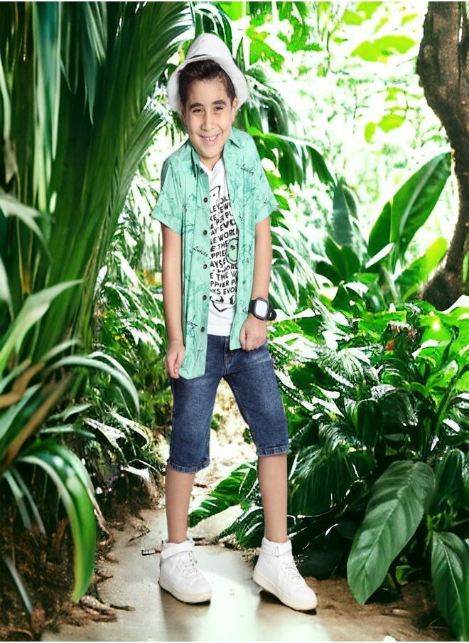 CHOiCE - Boys' Ensemble (Dress Shirt & Sleeveless Tee) (9-Year-Old) - 2024 Edition - Gentle Materials and Bright Shades for an Elegant and Snug Outfit, Now exclusively at 🌈 CHOICE - Image 1