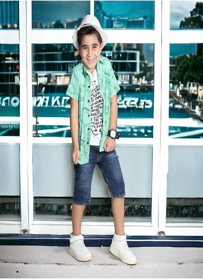 CHOiCE - Boys' Ensemble (Dress Shirt & Sleeveless Tee) (9-Year-Old) - 2024 Edition - Gentle Materials and Bright Shades for an Elegant and Snug Outfit, Now exclusively at 🌈 CHOICE - Image 1