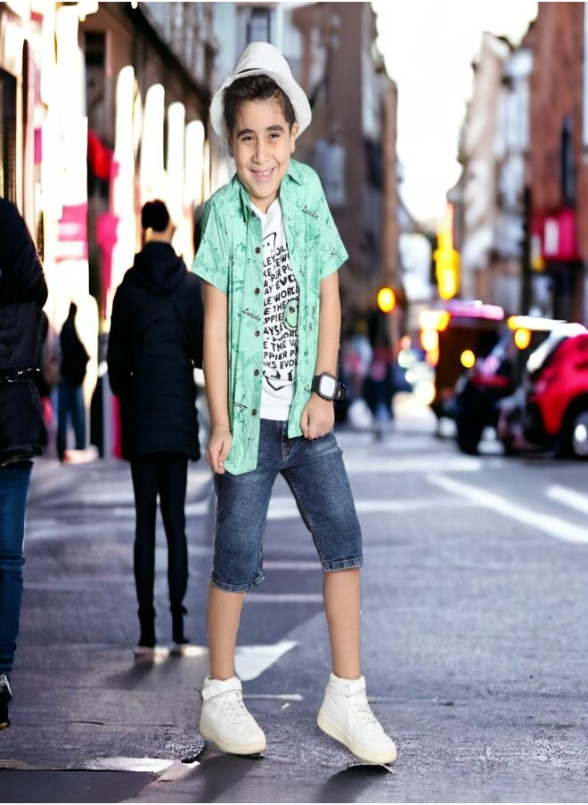 CHOiCE - Boys' Ensemble (Dress Shirt & Sleeveless Tee) (9-Year-Old) - 2024 Edition - Gentle Materials and Bright Shades for an Elegant and Snug Outfit, Now exclusively at 🌈 CHOICE - Image 1