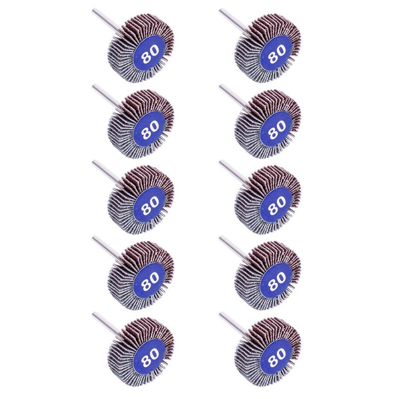 AUTOTOOLHOME 10 Pack Abrasive Flap Wheel Sander 80 Grit 1/8 inch Shank for Drill Grinding Polishing Sanding Wheels Rotary Tool - Image 1