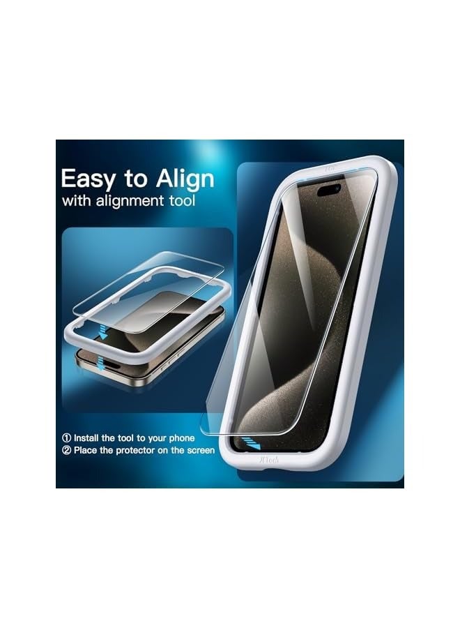 Jetech Screen Protector for iPhone 15 Pro Max 6.7-Inch, Tempered Glass Film with Easy Installation Tool, Case-Friendly, HD Clear, 3-Pack - Image 5