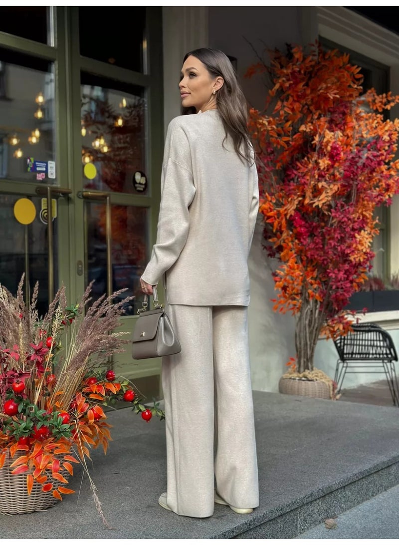 NIBEMINENT Knitting 2 Piece Set Women Pullover Sweater Pants Suit Knitted Top Half High Collar Jumpers Trousers Outfits Autumn Winter - Image 4