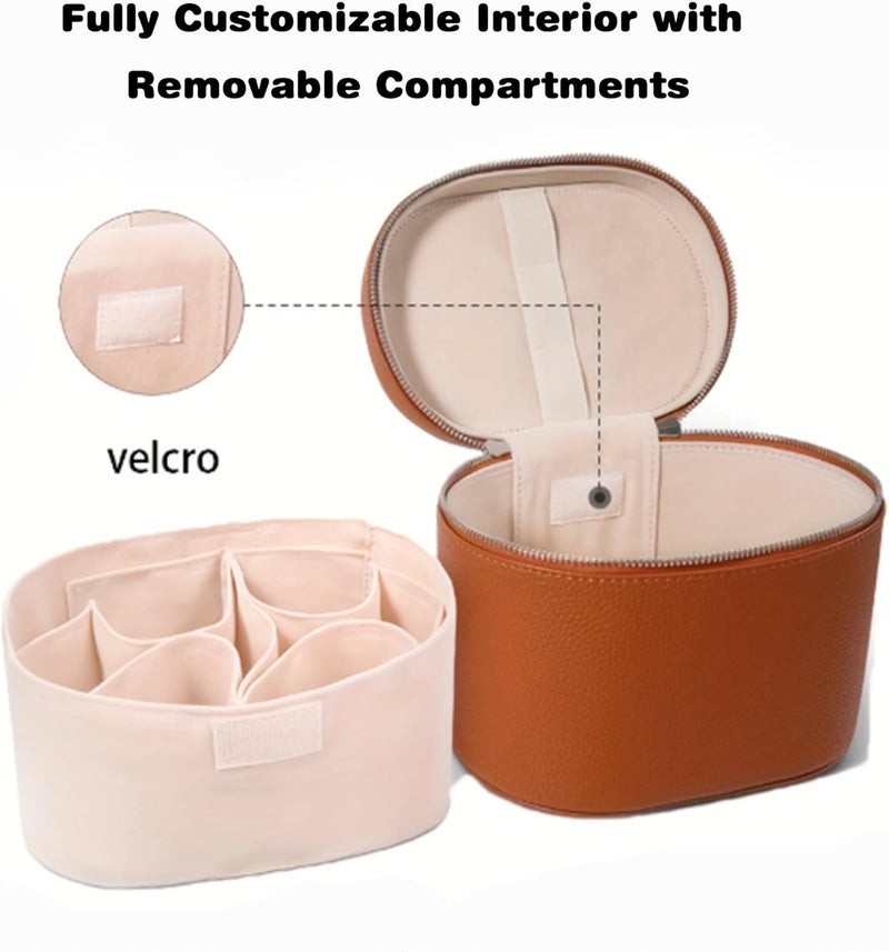 Magic Park Makeup Bag Cosmetic Travel Bag Makeup Case with Compartments and Handle Portable Cosmetic Organizer Bags,Toiletry Bag for Women (White) - Image 4