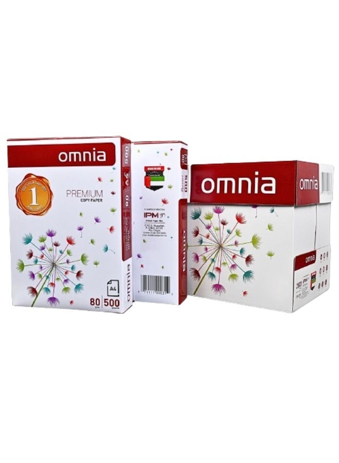 Omnia A4 Copy Paper – 1 Carton (5 Reams x 500 Sheets) – 80 GSM, Total 2500 - Image 1
