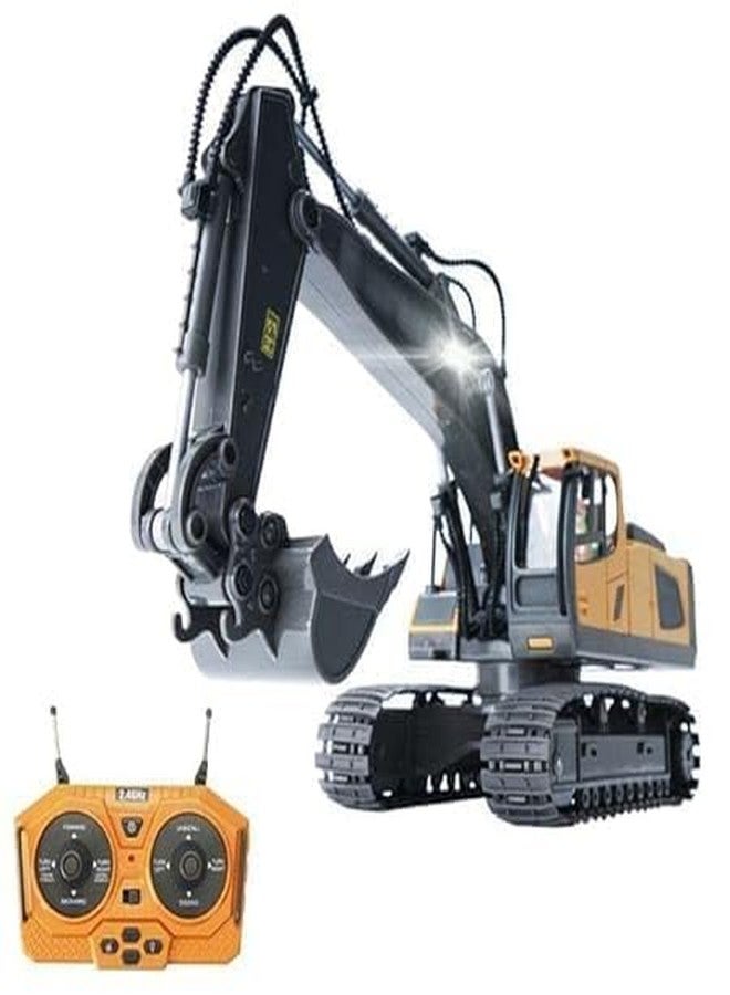 KIDIIG 2.4GHz Remote Control Excavator Toy with Metal Shovel RC Construction Truck Engineering Vehicles with Light Music 1/20 Scale Construction Vehicle with Metal Shovel Toy for Kids & Adults - Image 1