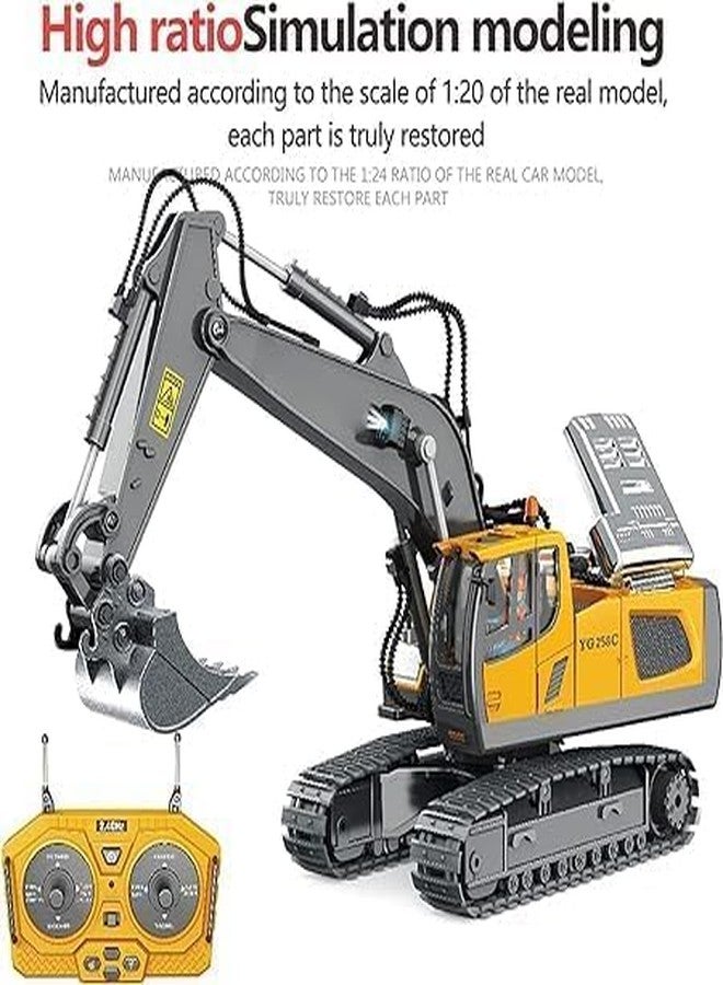 KIDIIG 2.4GHz Remote Control Excavator Toy with Metal Shovel RC Construction Truck Engineering Vehicles with Light Music 1/20 Scale Construction Vehicle with Metal Shovel Toy for Kids & Adults - Image 2