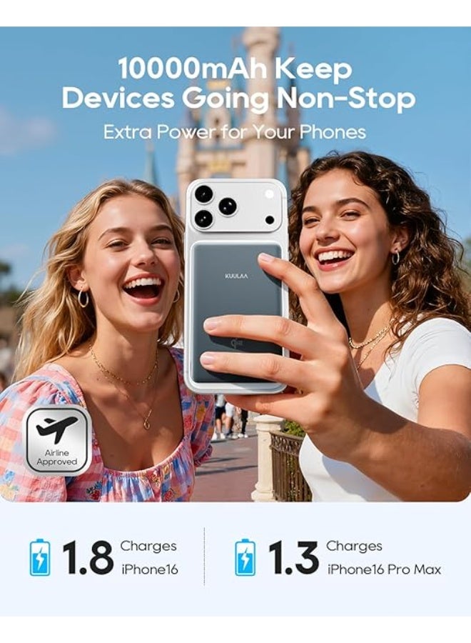 كولا بنك الطاقة 10000mAh Qi2 شاحن لاسلكي 15W الشحن السريع ، شاحن الهاتف المحمول المغناطيسي PD20W USB C حزمة بطارية متوافقة مع iPhone 17-12 Serie - رمادي - Image 5