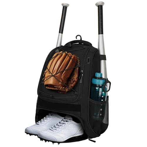 LARIPOP Youth Baseball Bag - Bat Backpack for Baseball, T-Ball & Softball Equipment & Gear, Bat & Glove Holder Gift, Large Main Compartment for Helmet & accessories, Separate Shoes Compartment, Fence Hook - Image 1