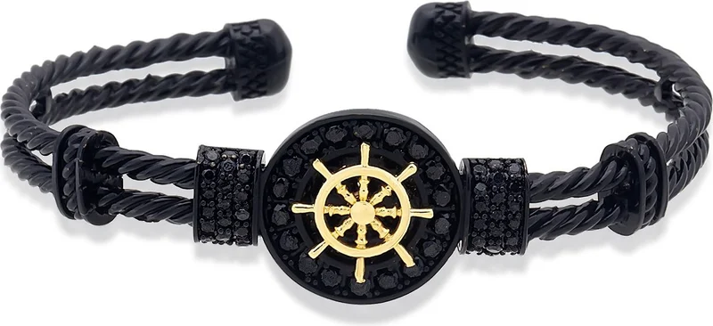 Chavin Black Gold Rudder Figured Brass Men's Bracelet ER64SY