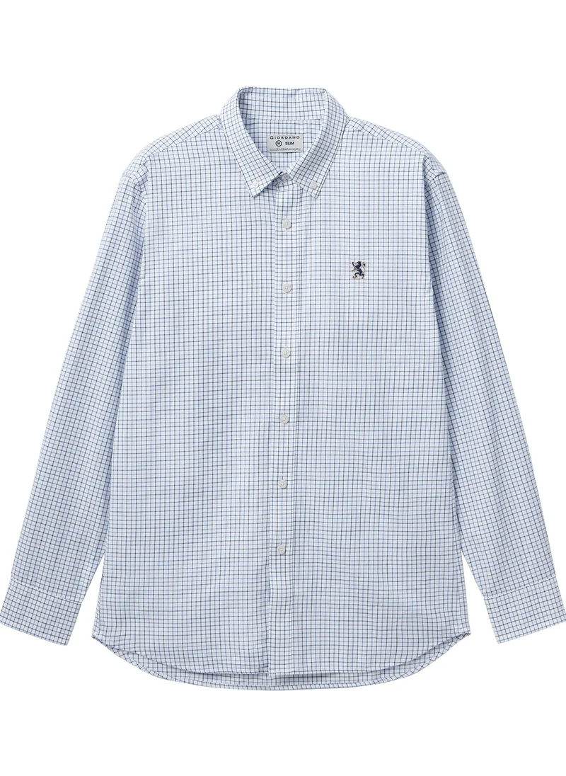 GIORDANO Men's  Shirt with Small Lion Embroidery Multicolour