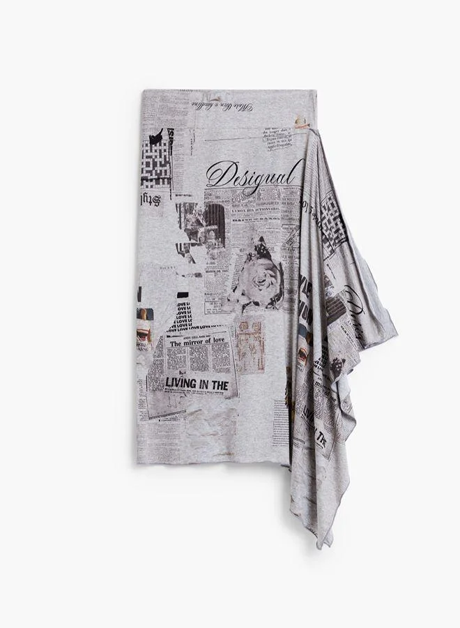 Desigual Grey Asymmetrical printed skirt for Women | Best Price UAE
