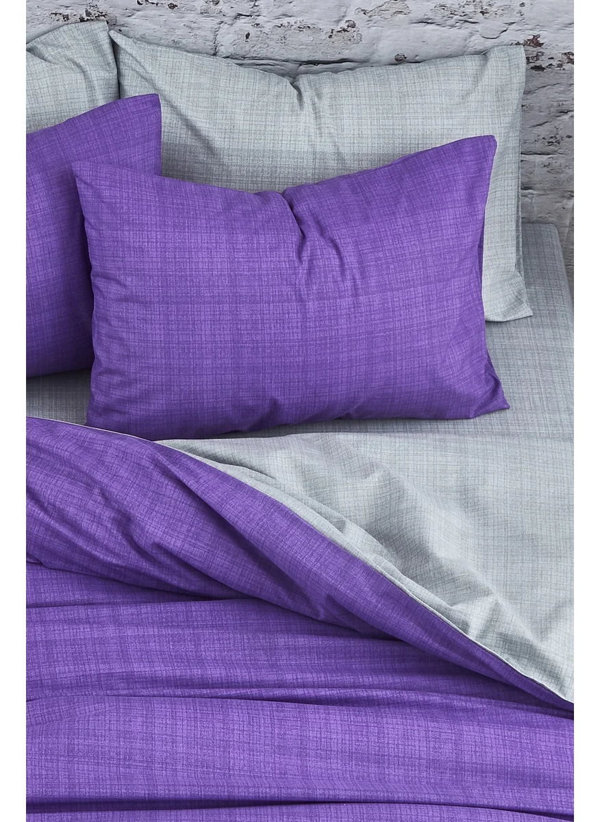 cottonevs Evtekstil Cotton Double Purple Gray Double Sided Duvet Cover Set