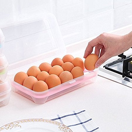 NOBILEA NOBILEA Eggs Storage Container Plastic Eggs Storage Box Single Layer 15 Grids Non Slip Refrigerator Cover Portable Egg Case 1 Piece Multi - Image 5