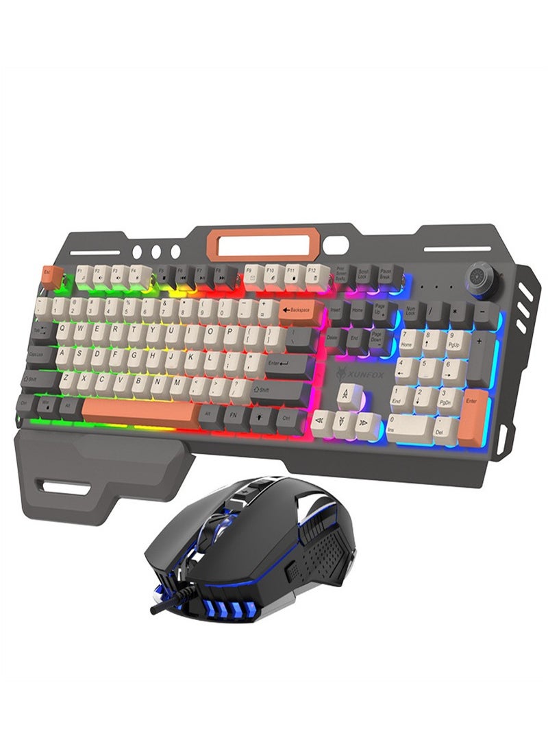 Mechanical Feel Metal Keyboard And Mouse Set Black - Image 1