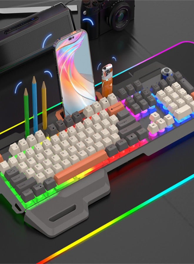 Mechanical Feel Metal Keyboard And Mouse Set Black - Image 3