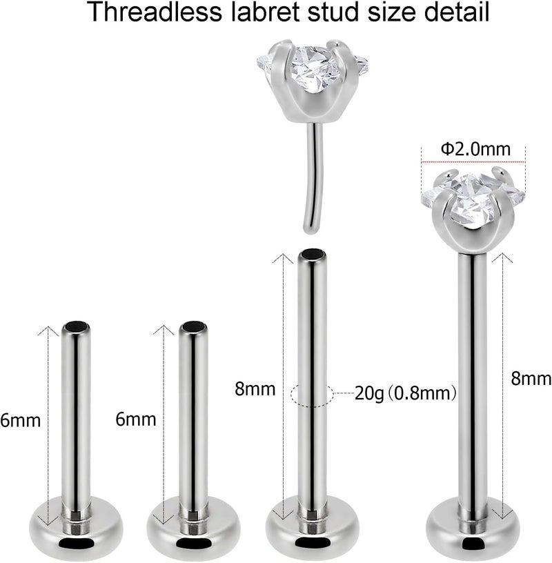 NewkeepsR 20g/18g/16g G23 Titanium Press Fit Threadless Push Pop in Labret Lip Monroe Tragus Earring Stud Piercing - Image 3