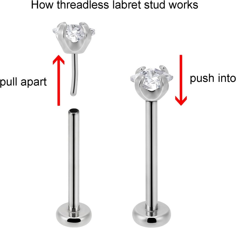 NewkeepsR 20g/18g/16g G23 Titanium Press Fit Threadless Push Pop in Labret Lip Monroe Tragus Earring Stud Piercing - Image 2