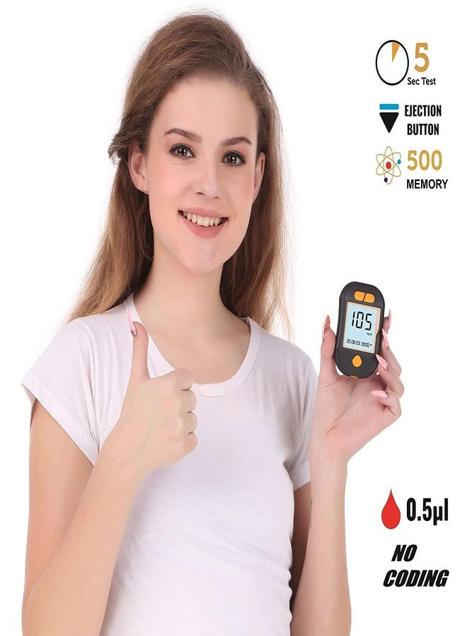 كونترول_دي جهاز مراقبة سكر الدم الرقمي المتقدم من Control D مع 10 شرائط قياس السكر (أسود، برتقالي) - Image 4