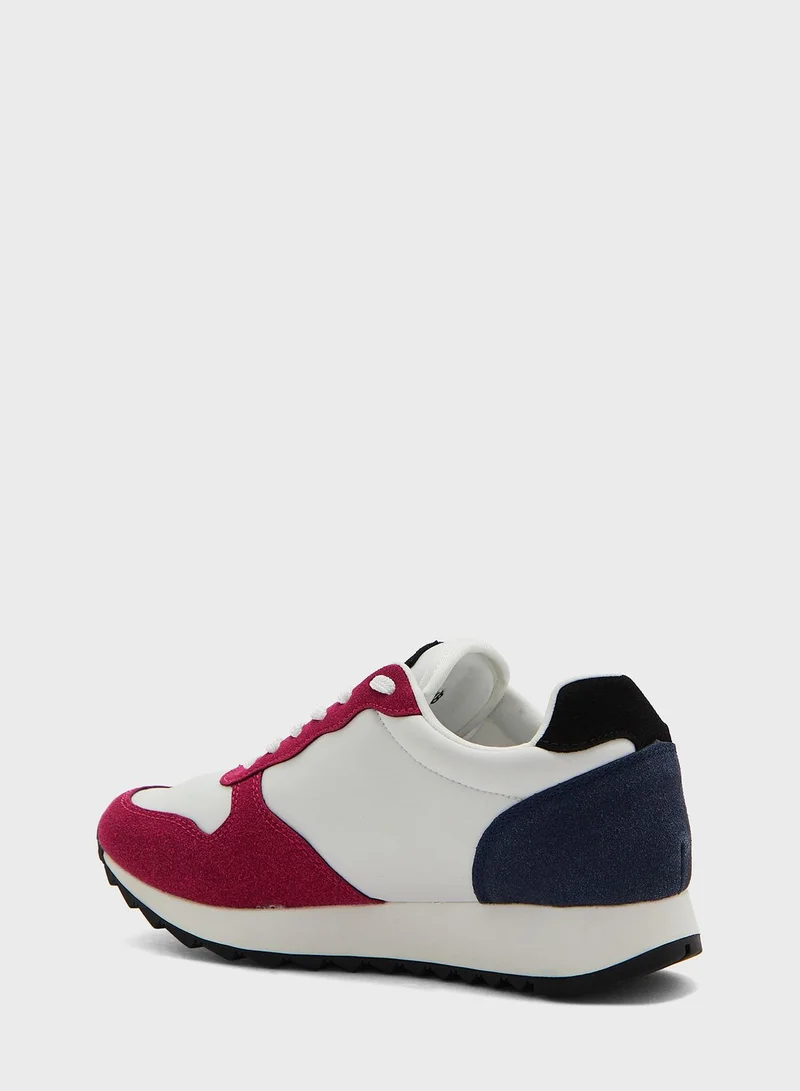Ginger Faux Suede Colourblock Tennis Sneaker