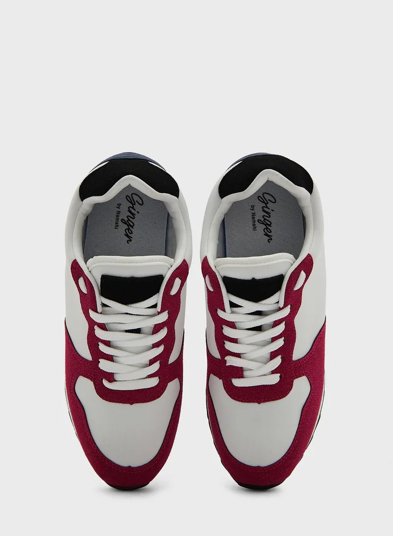 Ginger Faux Suede Colourblock Tennis Sneaker