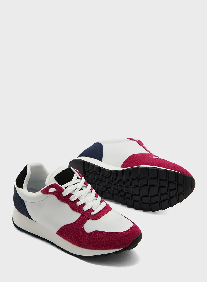 Ginger Faux Suede Colourblock Tennis Sneaker