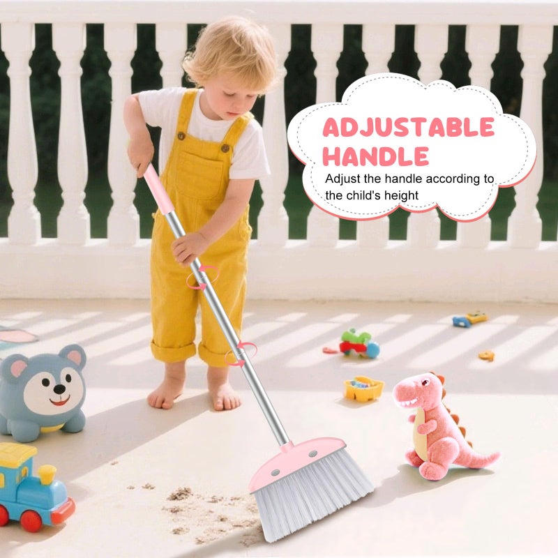 nacena Mini Broom with Dustpan for Kids, 28-in Handle Kids Broom and Dustpan Set for Toddlers Cat-Shaped Children Broom and Cleaning Set Boys Girls Small Housekeeping Helper Set, Pink - Image 5