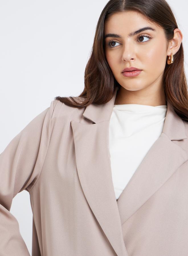 Amirah Women Notch Lapel Abaya with Mock Flap - Image 3