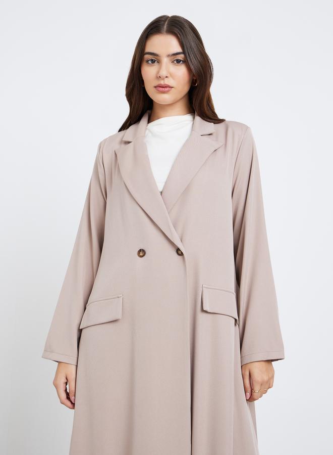 Amirah Women Notch Lapel Abaya with Mock Flap - Image 2